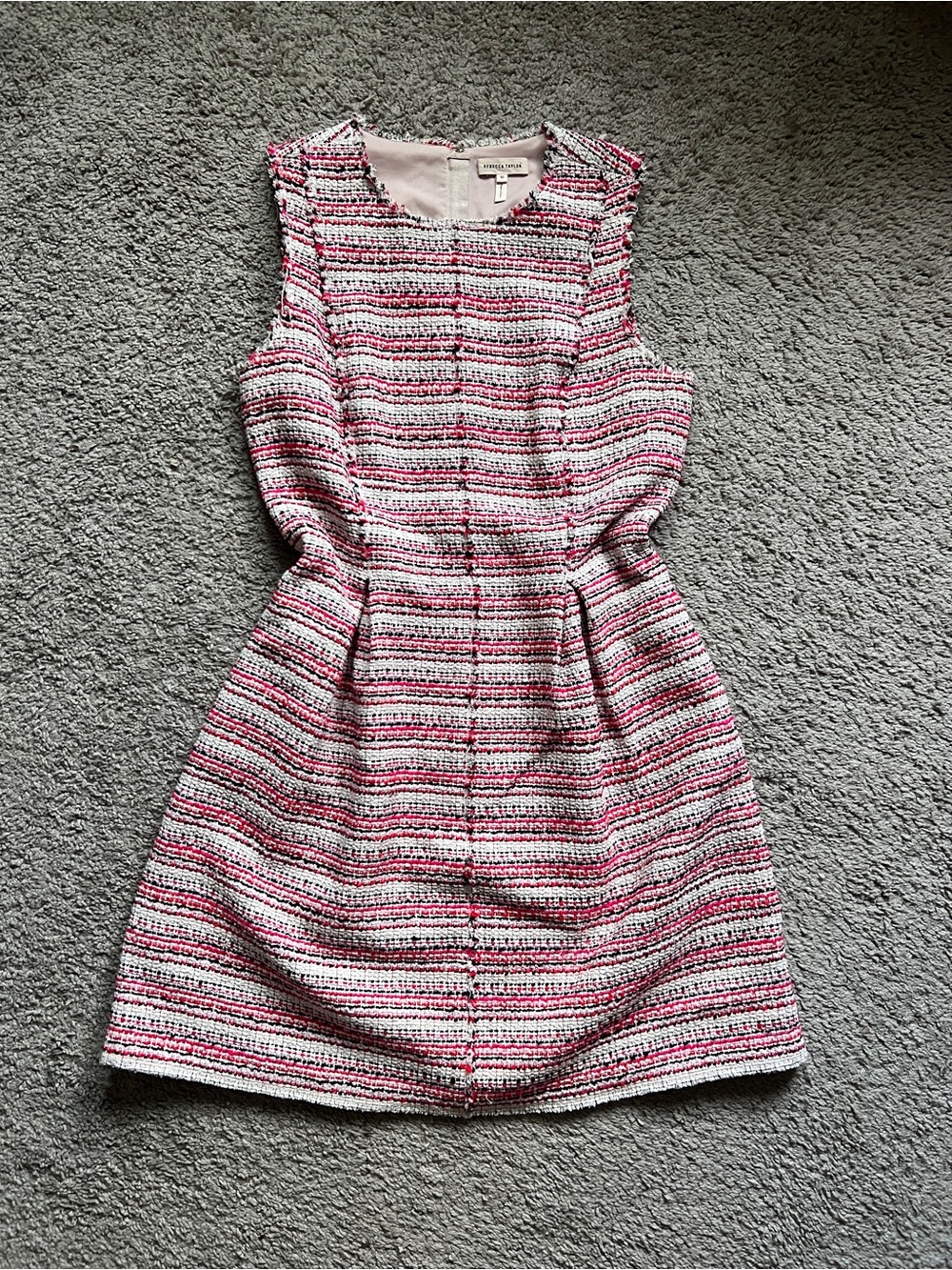 $475 Rebecca Taylor Ivory Multi Tweed Optic Fit & Flare Dress size 10